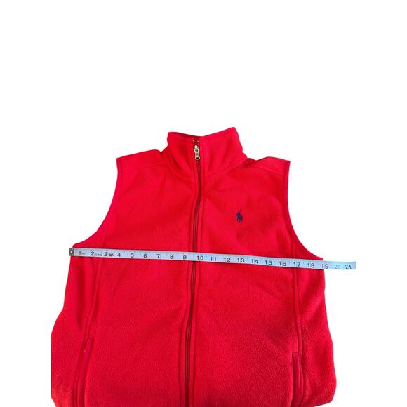 Ralph Lauren Polo Golf Fleece Vest Men's Red Sleeveless Outdoor Full Zip Medium - Picture 9 of 10